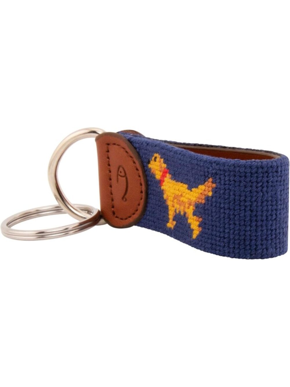 Hand-Stitched Leather Needlepoint Key Fob | Unique Key Chain Accessory - Picture 3 of 9